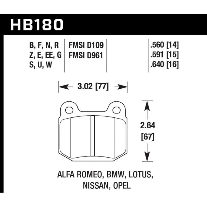 Hawk Performance HP+ Rear Brake Pads - EVO/WRX/350Z (Brembo)
