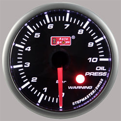 Autogauge 2" White LED Stepper Smoked Oil Pressure Gauge (PSI)