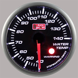 Autogauge 2" White LED Stepper Water Temperature Gauge Smoked