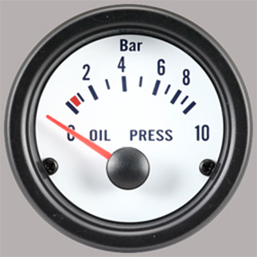 Autogauge 2" White Oil Pressure Gauge (PSI)