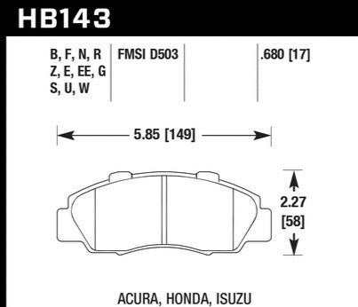 Hawk Performance Blue 9012 Front Brake Pads - DC  Prelude  Accord