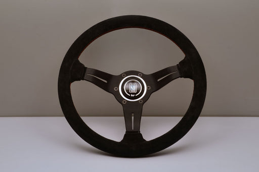 Nardi Deep Corn Steering Wheel  - Black Suede/Red Stitching 330mm