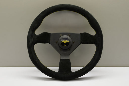Nardi Personal Steering Wheel - Neo Grinta Black Suede/Yellow Stitching 330mm