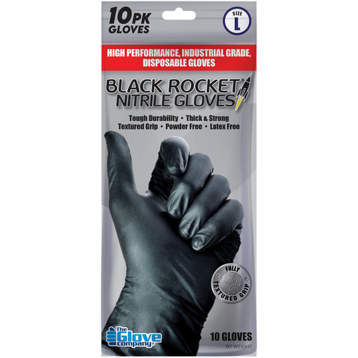 Black Rocket? Nitrile Disposable Gloves - 10 Glove Pack