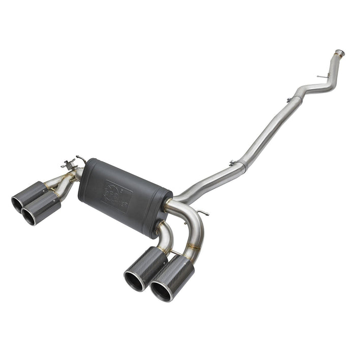 aFe Power Mach Force-Xp Down Pipe-Back Exhaust 3 to 2-1/2 IN 304 S/S w/ Carbon Fiber Tips BMW M2 (F87) 16-18 L6-3.0L (t) N55