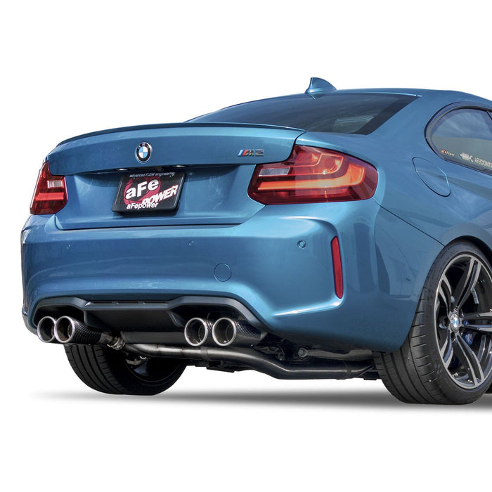 aFe Power Mach Force-Xp Down Pipe-Back Exhaust 3 to 2-1/2 IN 304 S/S w/ Carbon Fiber Tips BMW M2 (F87) 16-18 L6-3.0L (t) N55