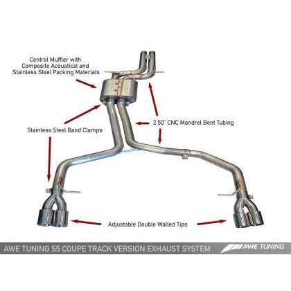 AWE Tuning Audi B8 S5 4.2L Track Edition Exhaust System - Polished Silver Tips