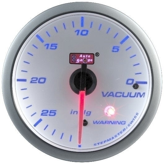 Autogauge White 60mm Stepper Gauge - Vacuum